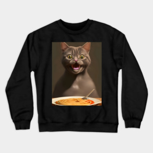 Surprise Cat Love Eating Vegan Spaghetti Crewneck Sweatshirt