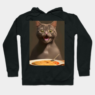 Surprise Cat Love Eating Vegan Spaghetti Hoodie