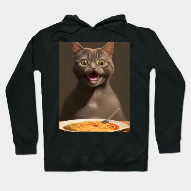 Surprise Cat Love Eating Vegan Spaghetti Hoodie by animegirlnft