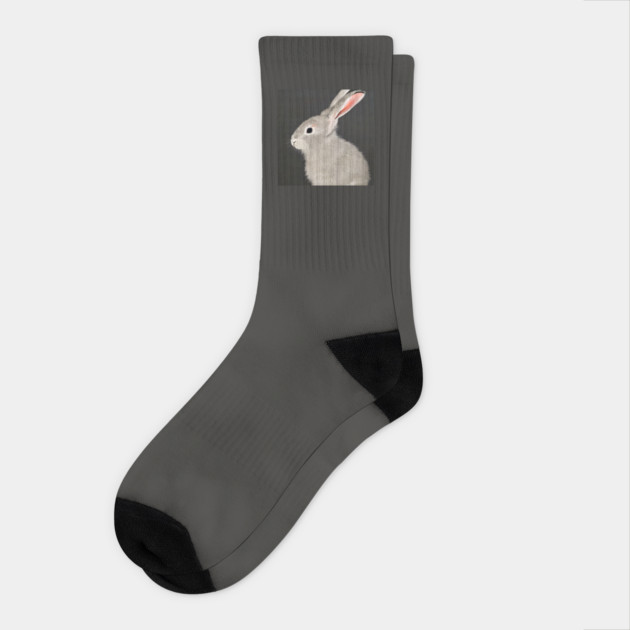 Cute grey rabbit bunny Hare Socks by animegirlnft