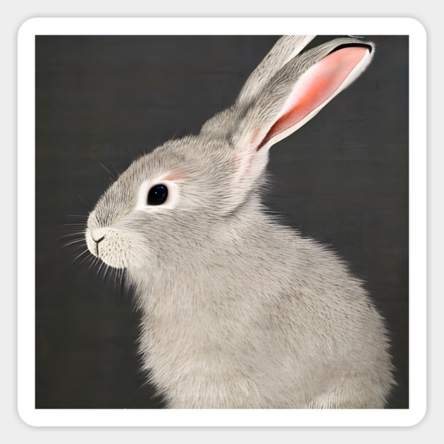 Cute grey rabbit bunny Hare Magnet by animegirlnft