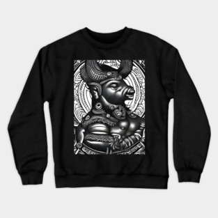 Black and white drawing of Cow God Crewneck Sweatshirt