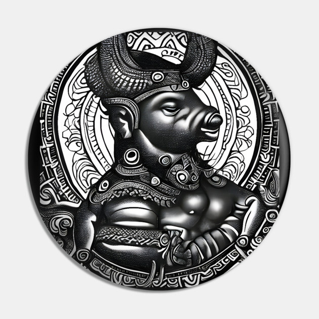 Black and white drawing of Cow God Pin by animegirlnft