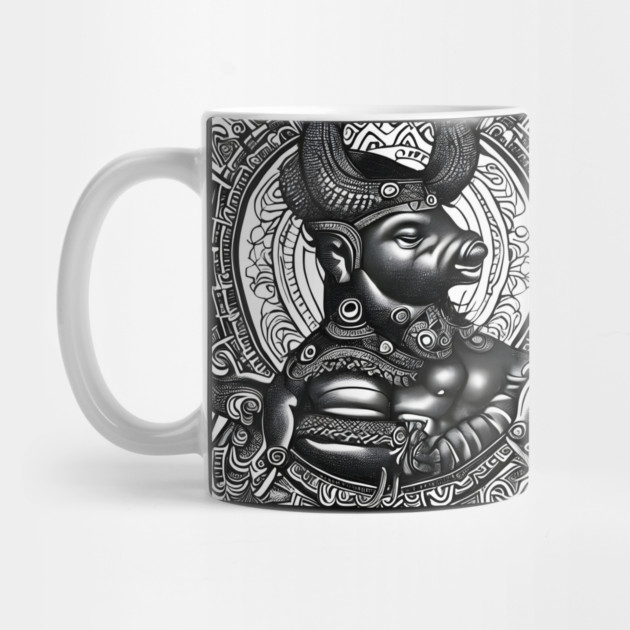 Black and white drawing of Cow God by animegirlnft