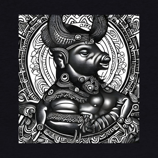 Black and white drawing of Cow God by animegirlnft