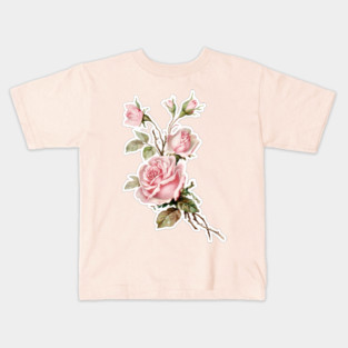 Vintage Victoriana Rose Illustration Design Kids T-Shirt