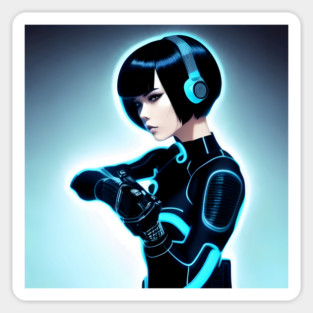 Electri Girl Hear Music Sticker