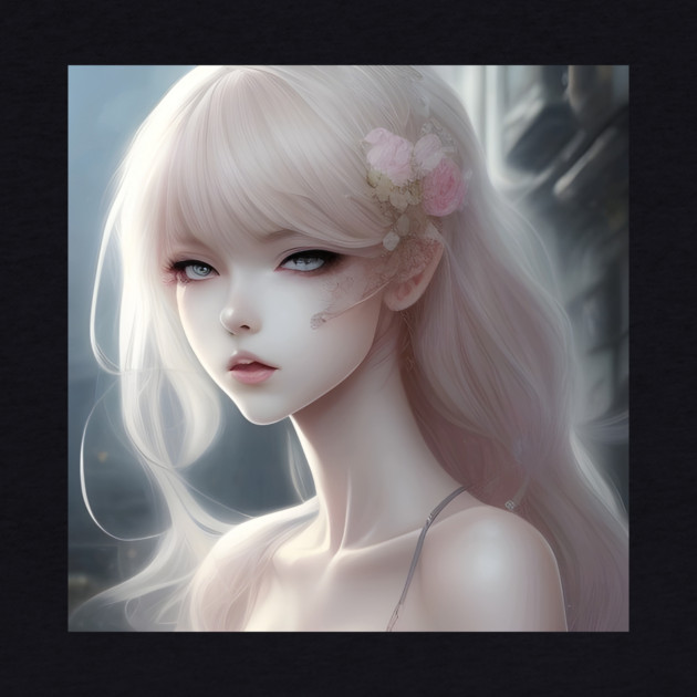 White Hair Anime Girl Style Cute by animegirlnft