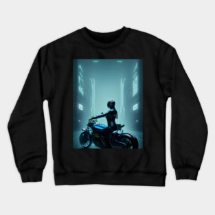Sportwoman With Motorcyles Crewneck Sweatshirt