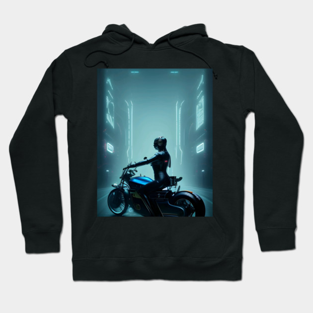 Sportwoman With Motorcyles Hoodie by animegirlnft