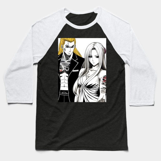 Couple Chef Manga Tatoo Baseball T-Shirt by animegirlnft