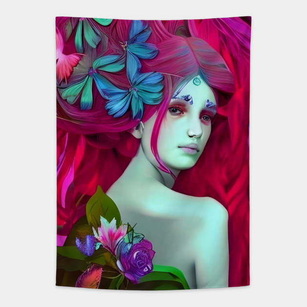 Beautiful fairy lady Tapestry by animegirlnft