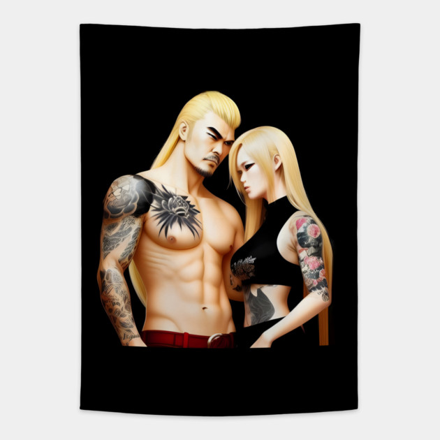 Couples clothing boyfriend girlfriend Tapestry by animegirlnft