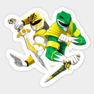 Green and White Power Rangers Sticker