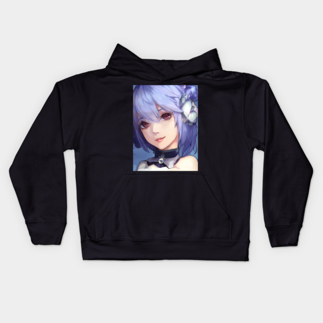 Anime Blue Hair Kids Hoodie by animegirlnft