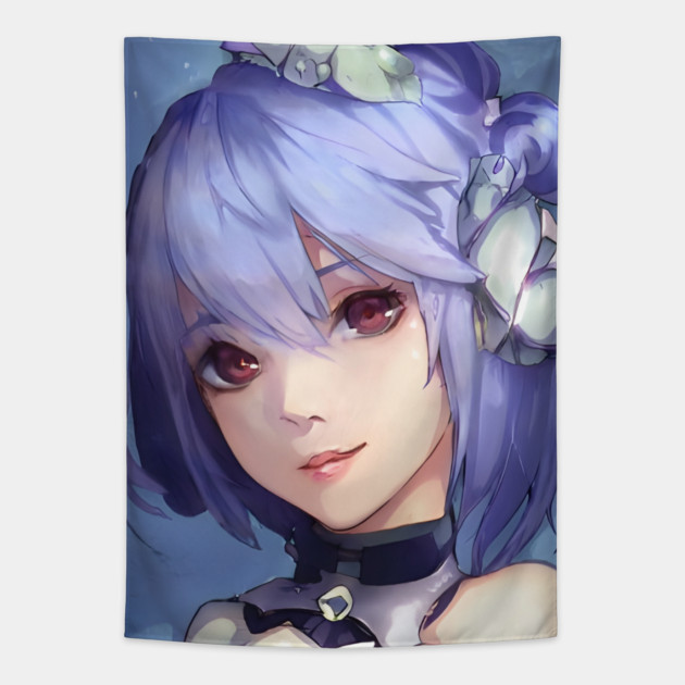 Anime Blue Hair Tapestry by animegirlnft