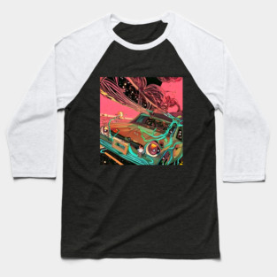 Cartoon 70s Car Heritage Baseball T-Shirt