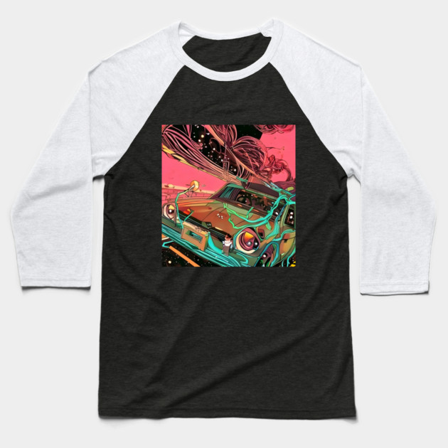 Cartoon 70s Car Heritage Baseball T-Shirt by animegirlnft