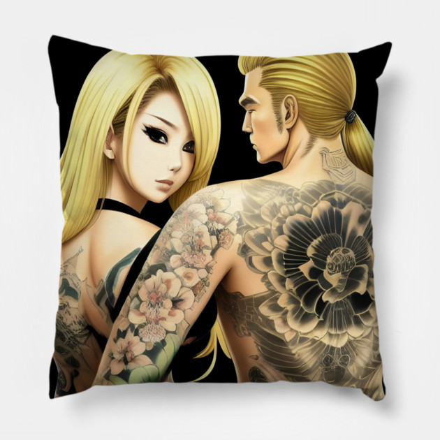 Couple Kawaii Joy Japanese Style Pillow by animegirlnft