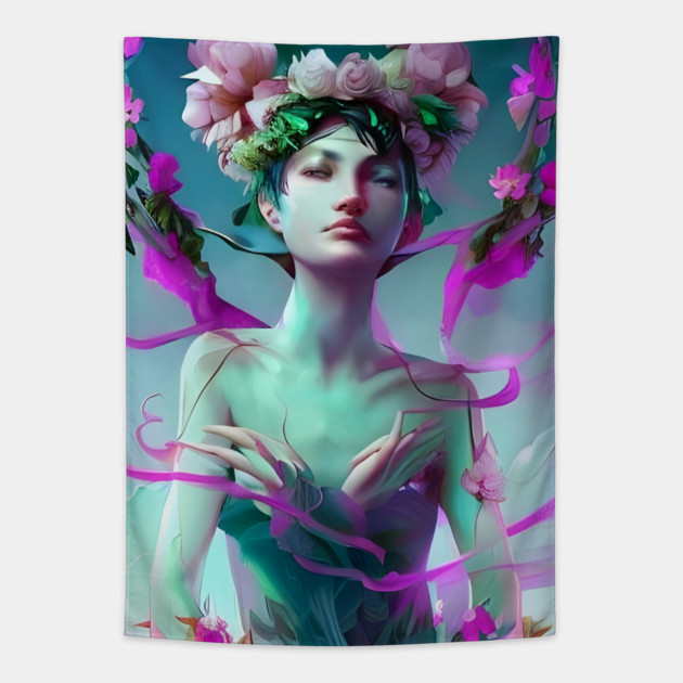 Anime Girl Romantic Manga Tapestry by animegirlnft