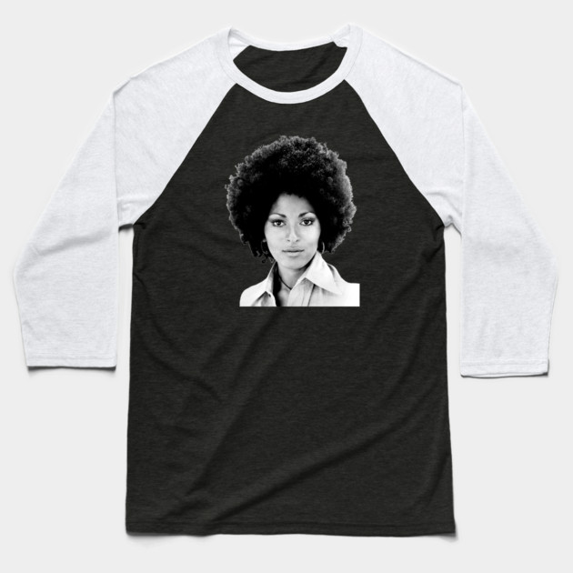 Pam Grier, Sexy Black Woman Baseball T-Shirt by UrbanLifeApparel