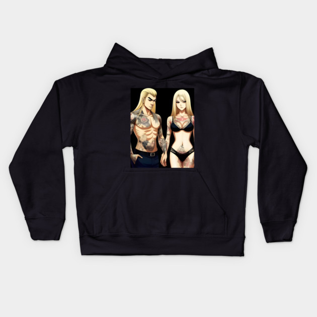 Tatoo Anime Couple Kids Hoodie by animegirlnft
