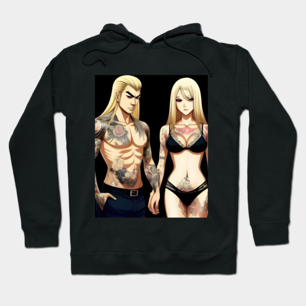 Tatoo Anime Couple Hoodie by animegirlnft