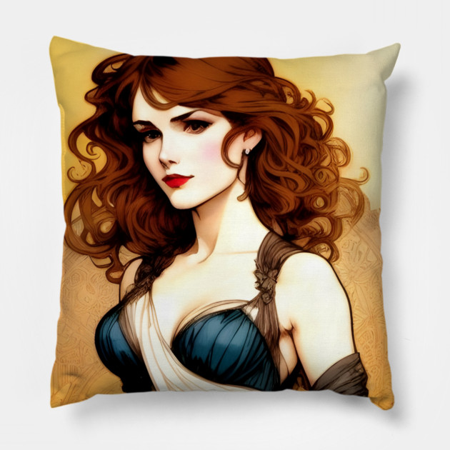 Beautiful sexy redhead lady Pillow by animegirlnft