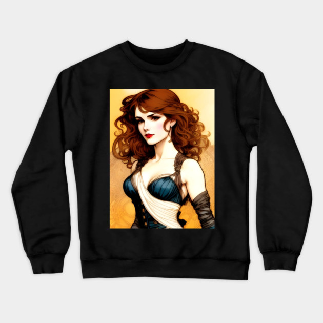 Beautiful sexy redhead lady Crewneck Sweatshirt by animegirlnft