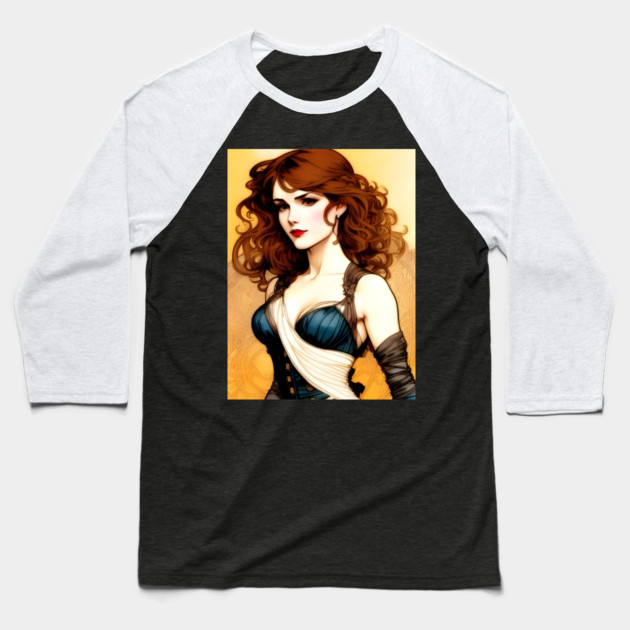 Beautiful sexy redhead lady Baseball T-Shirt by animegirlnft