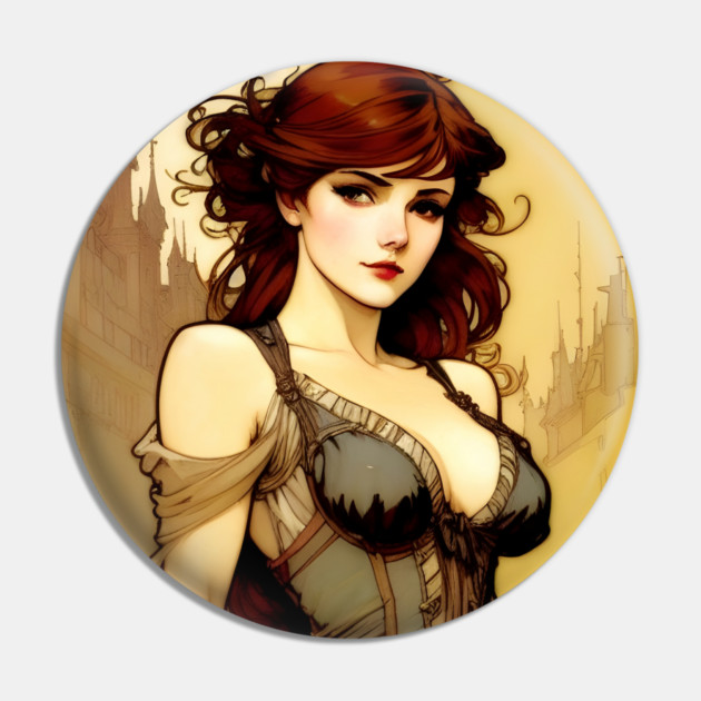 Sexy red haired woman Pin by animegirlnft