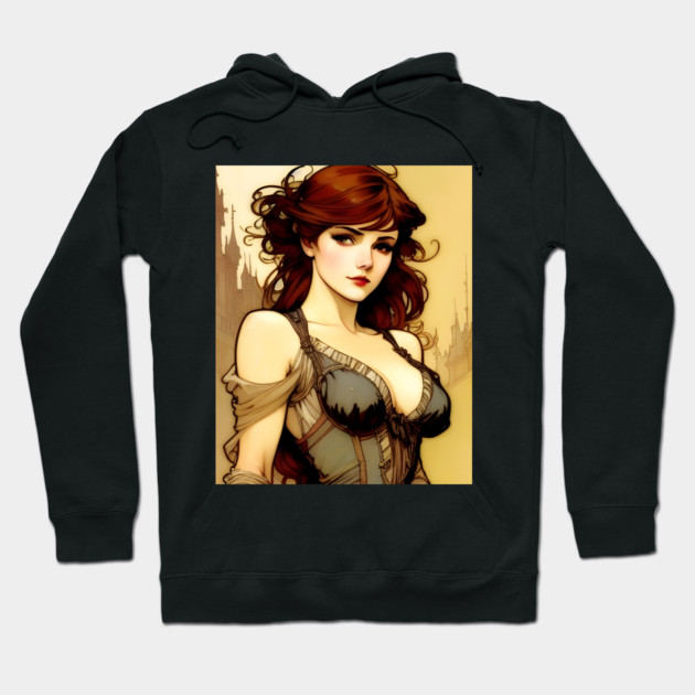 Sexy red haired woman Hoodie by animegirlnft