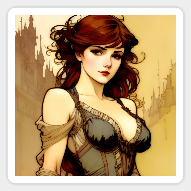 Sexy red haired woman Sticker by animegirlnft
