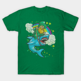 Leprechaun Riding Shark St Patrick's Day T-Shirt