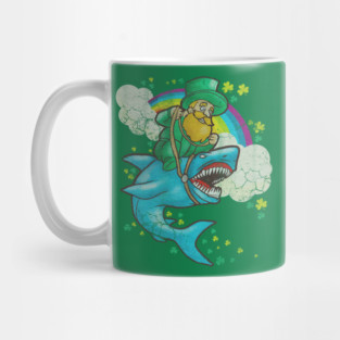 Leprechaun Riding Shark St Patrick's Day Mug