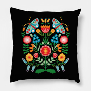 Cross Stitch Floral Pillow
