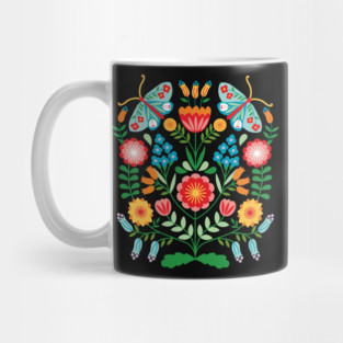 Cross Stitch Floral Mug