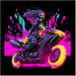 Futuristic Motorcyclist Posters and Art