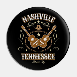 Vintage Retro Nashville Cowboy Guitars Country Music Pin