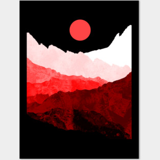 The red sun and hills Posters and Art