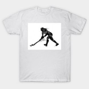 Girl Field Hockey Player Black and White Silhouette T-Shirt