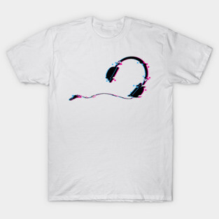 Music Headphones Glitch Art T-Shirt