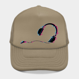 Music Headphones Glitch Art Hat