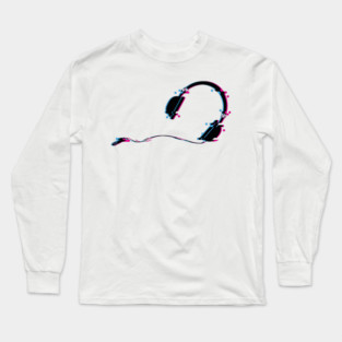 Music Headphones Glitch Art Long Sleeve T-Shirt