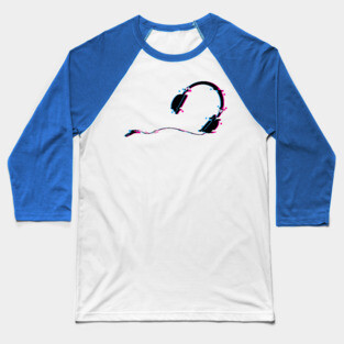 Music Headphones Glitch Art Baseball T-Shirt