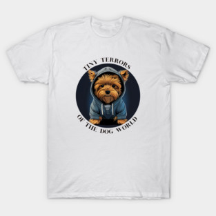 Yorkie Wearing a Hoodie T-Shirt T-Shirt