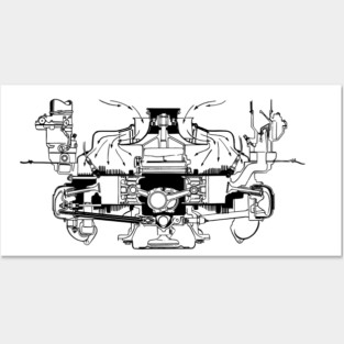 Corvair Motor Sketch Posters and Art