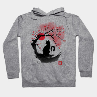 Sakura cat sumi e Hoodie