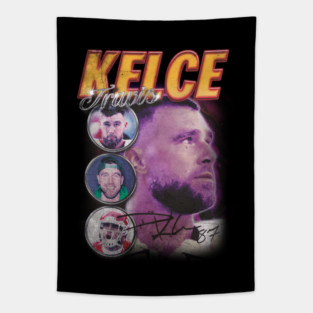Travis Kelce Vintage 90s Bootleg Inspired Heavy Grunge Graphic Tapestry