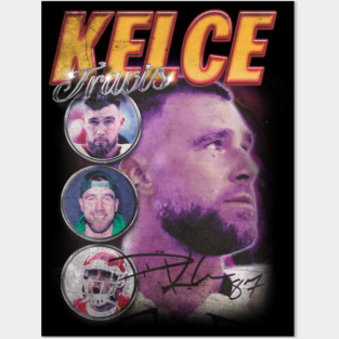 Travis Kelce Vintage 90s Bootleg Inspired Heavy Grunge Graphic Posters and Art